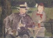 Portraits d'Ernest Hoschede et de sa fille Marthe (mk40) Edouard Manet